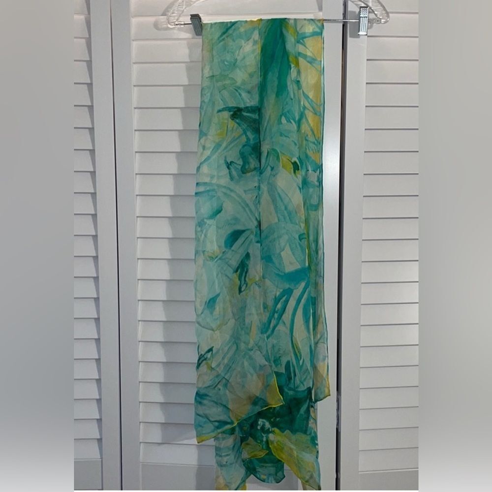 TED BAKER LONDON - ‘Orchido’ mint orchid print scarf - Picture 2 of 3